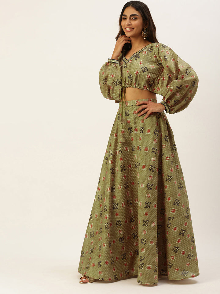 Green-Printed-Art-Silk-Co-Ords-Set