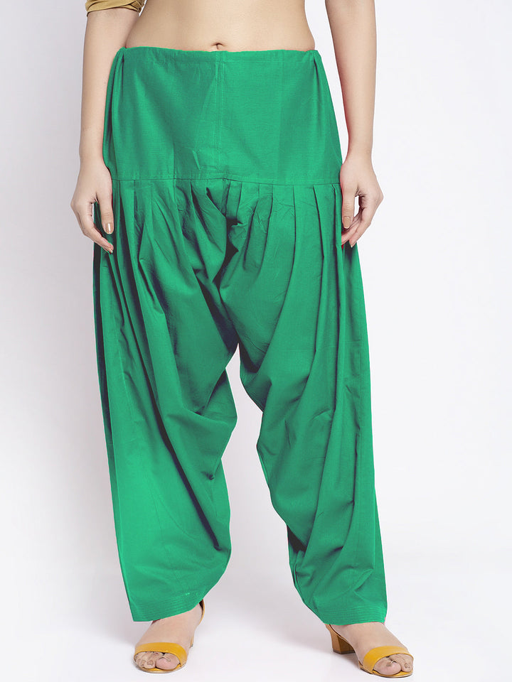 Green Solid Cotton Salwar Pant