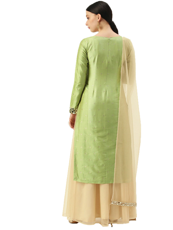 Green-&-Peach-Embroidered-Sharara-Suit