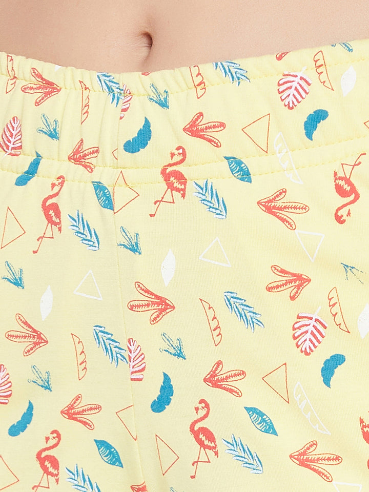Green-&-Yellow-Flamingo-Print-Top-Pyjama-Set