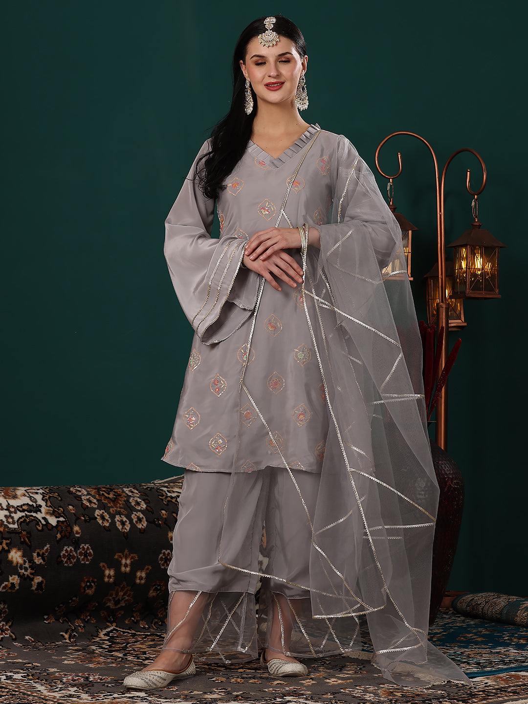 Grey-Art-Silk-Embroidered-A-Line-Suit