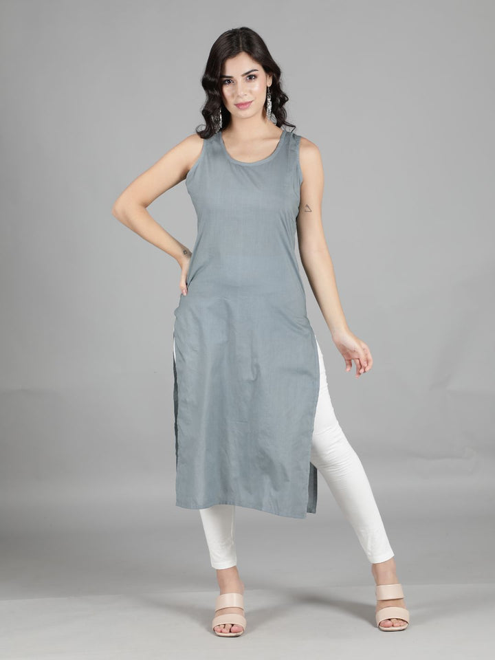 Grey Cotton Long Slip for Chikankari Kurta