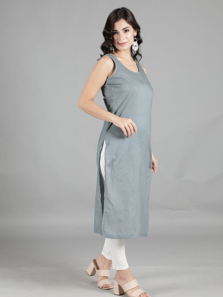 Grey Cotton Long Slip for Chikankari Kurta