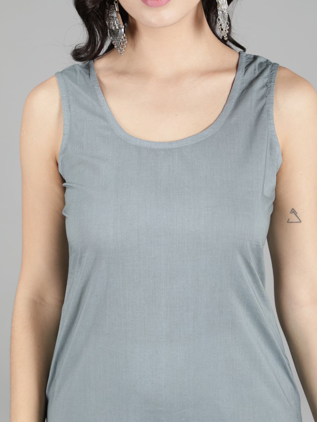 Grey Cotton Long Slip for Chikankari Kurta