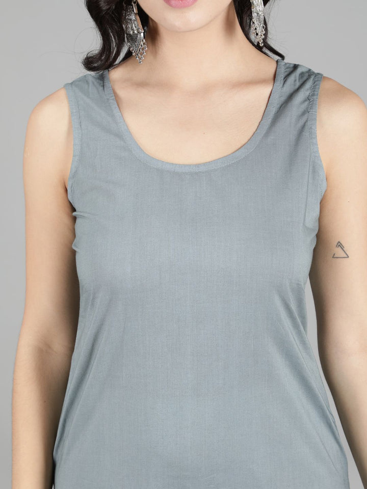 Grey Cotton Long Slip for Chikankari Kurta