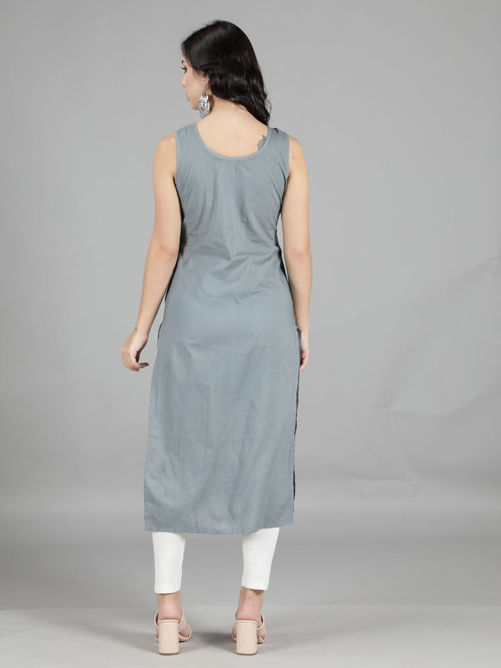 Grey Cotton Long Slip for Chikankari Kurta