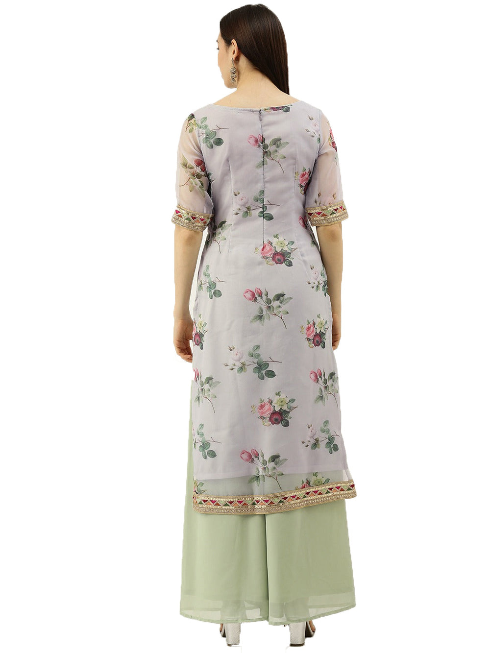 Grey-Printed-Organza-Calf-Length-Kurta-Set