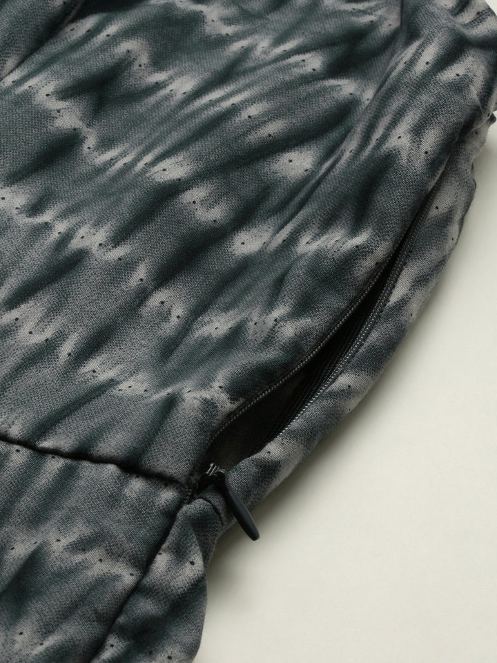 Grey-&-Black-Muslin-Halter-Neck-Gown