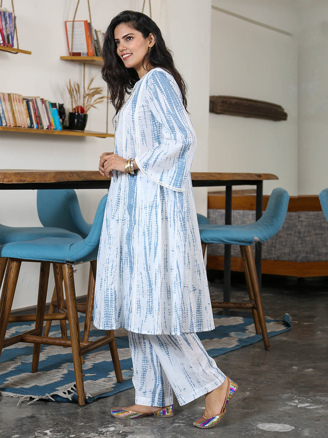 Grey & White Shibori Tie-Dye Kurta & Pants