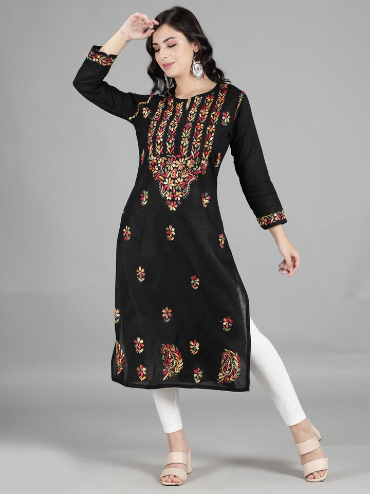 Hand-Embroidered-Black-Chikankari-Kurta