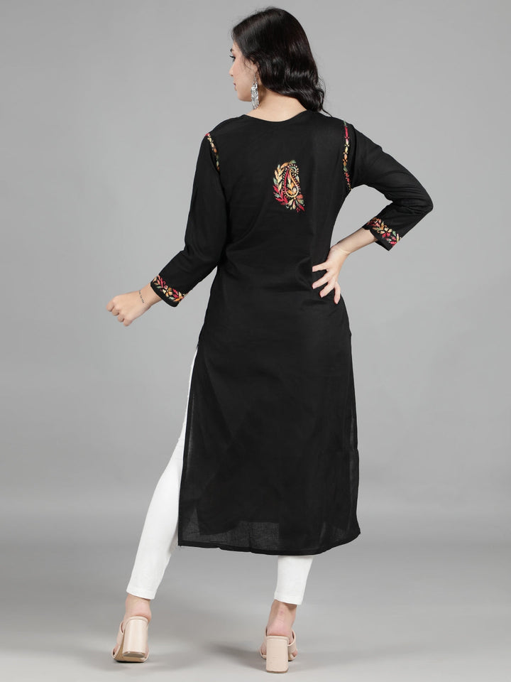 Hand-Embroidered-Black-Chikankari-Kurta