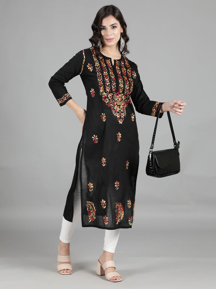 Hand-Embroidered-Black-Chikankari-Kurta