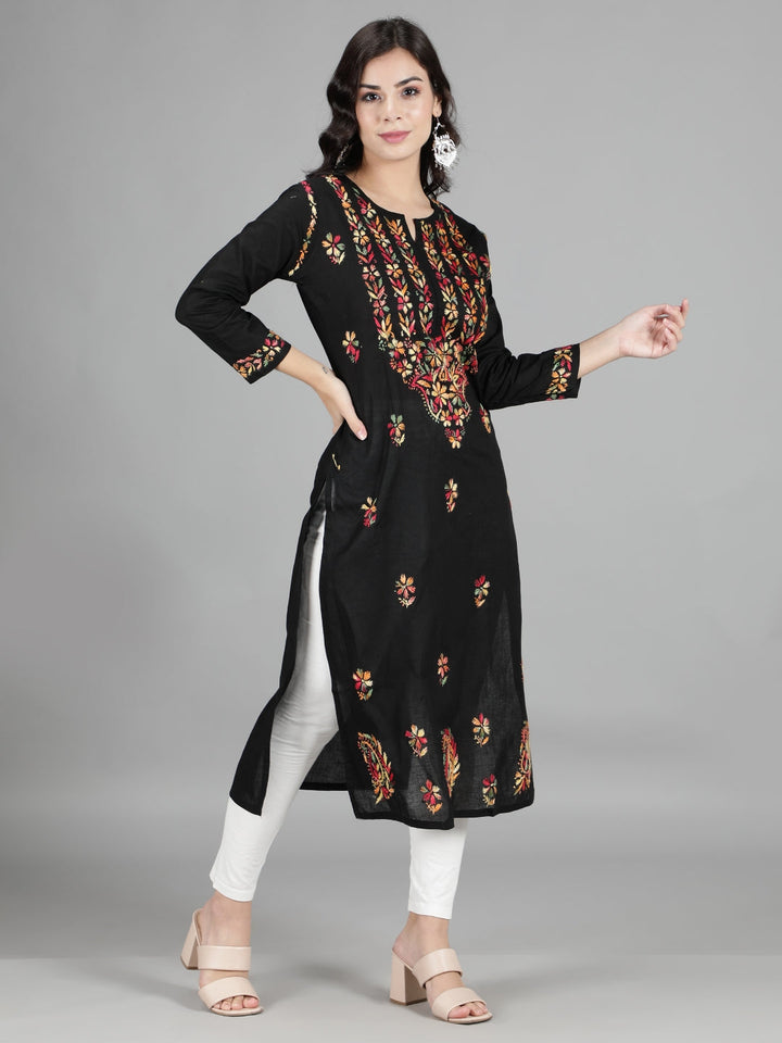 Hand-Embroidered-Black-Chikankari-Kurta