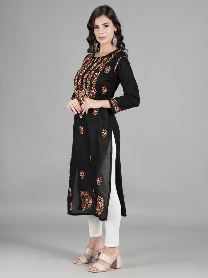 Hand-Embroidered-Black-Chikankari-Kurta