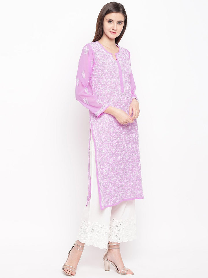 Hand-Embroidered-Lavender-Chikankari-Kurta