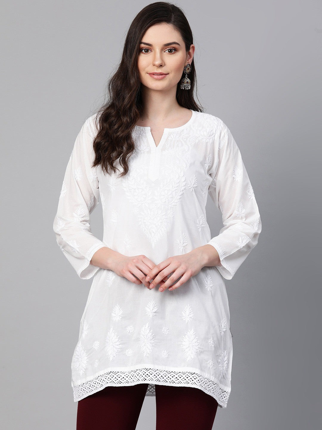 Hand-Embroidered-White-Chikan-Top