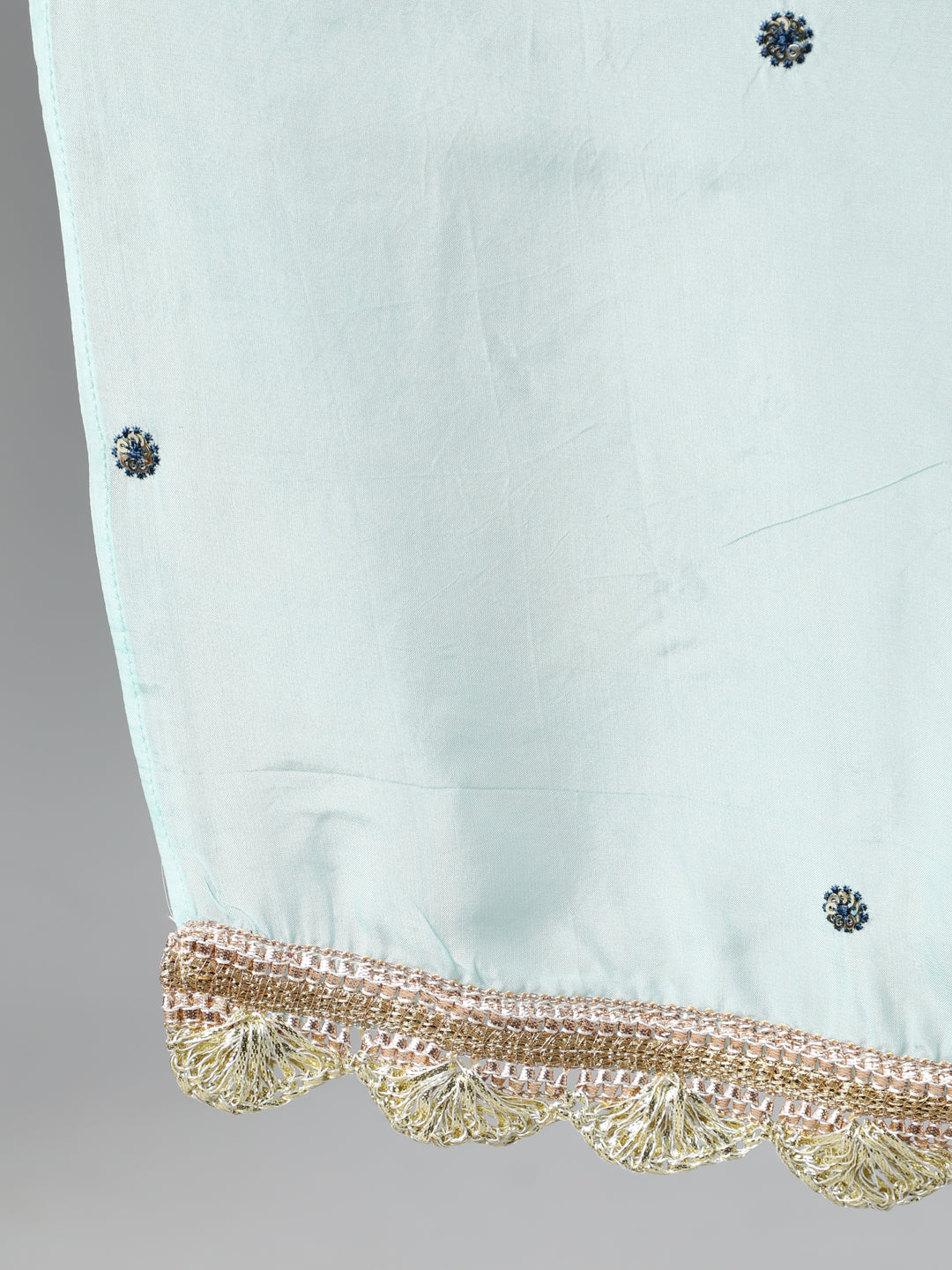 Teal Silk Blend Embroidered Kurta Set with Blue Dupatta