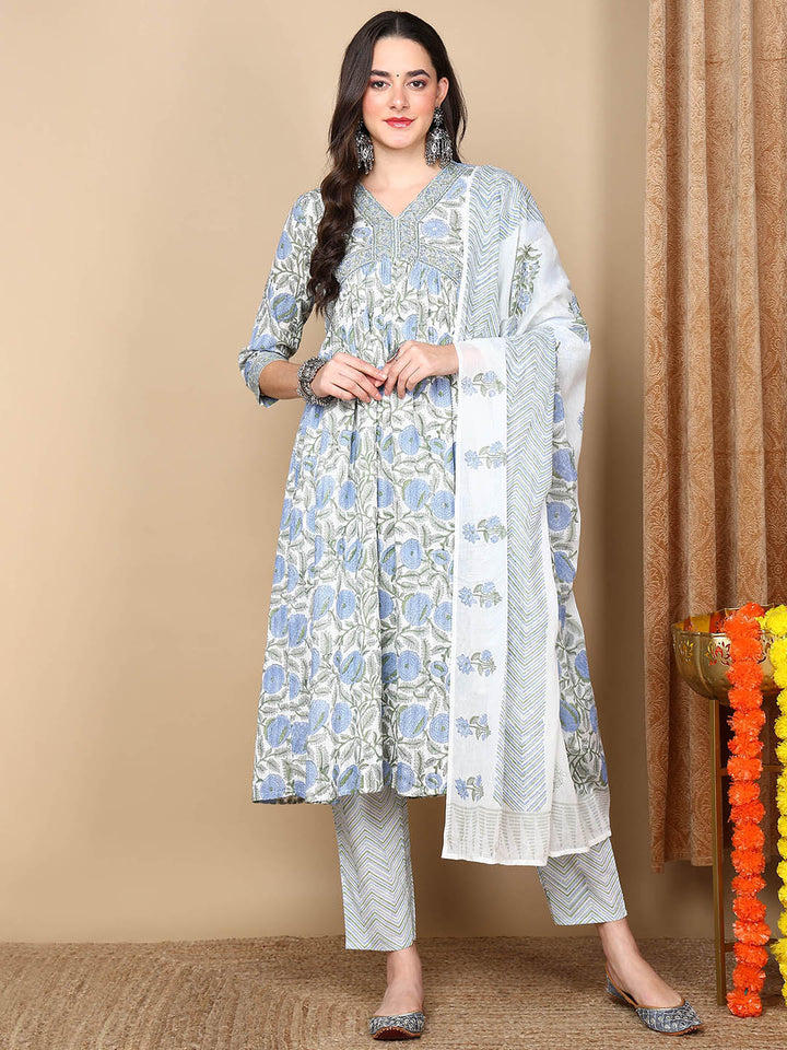 ZERESOUQ-White-Pure-Cotton-Alia-Cut-Kurta-Set