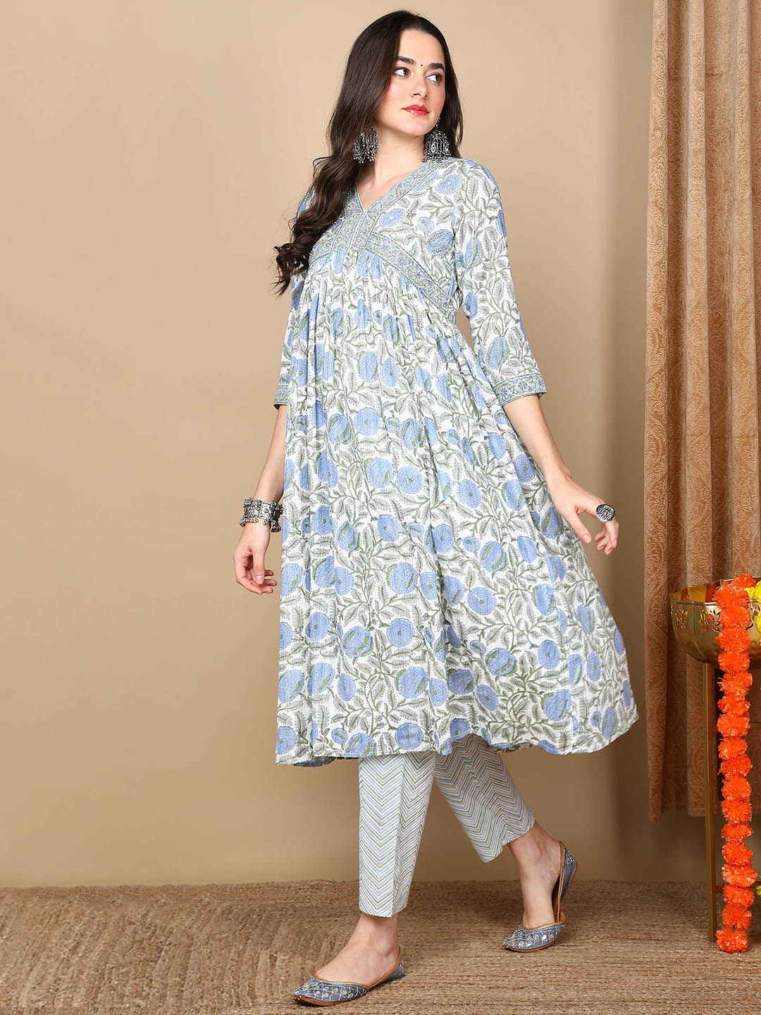 ZERESOUQ-White-Pure-Cotton-Alia-Cut-Kurta-Set