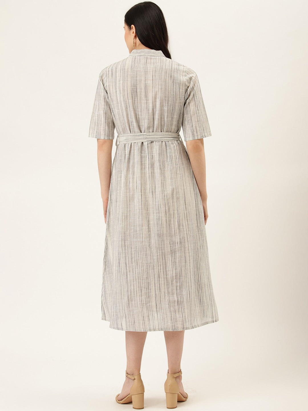 Off-White-Yarn-Dyed-Cotton-Dress-With-Belt