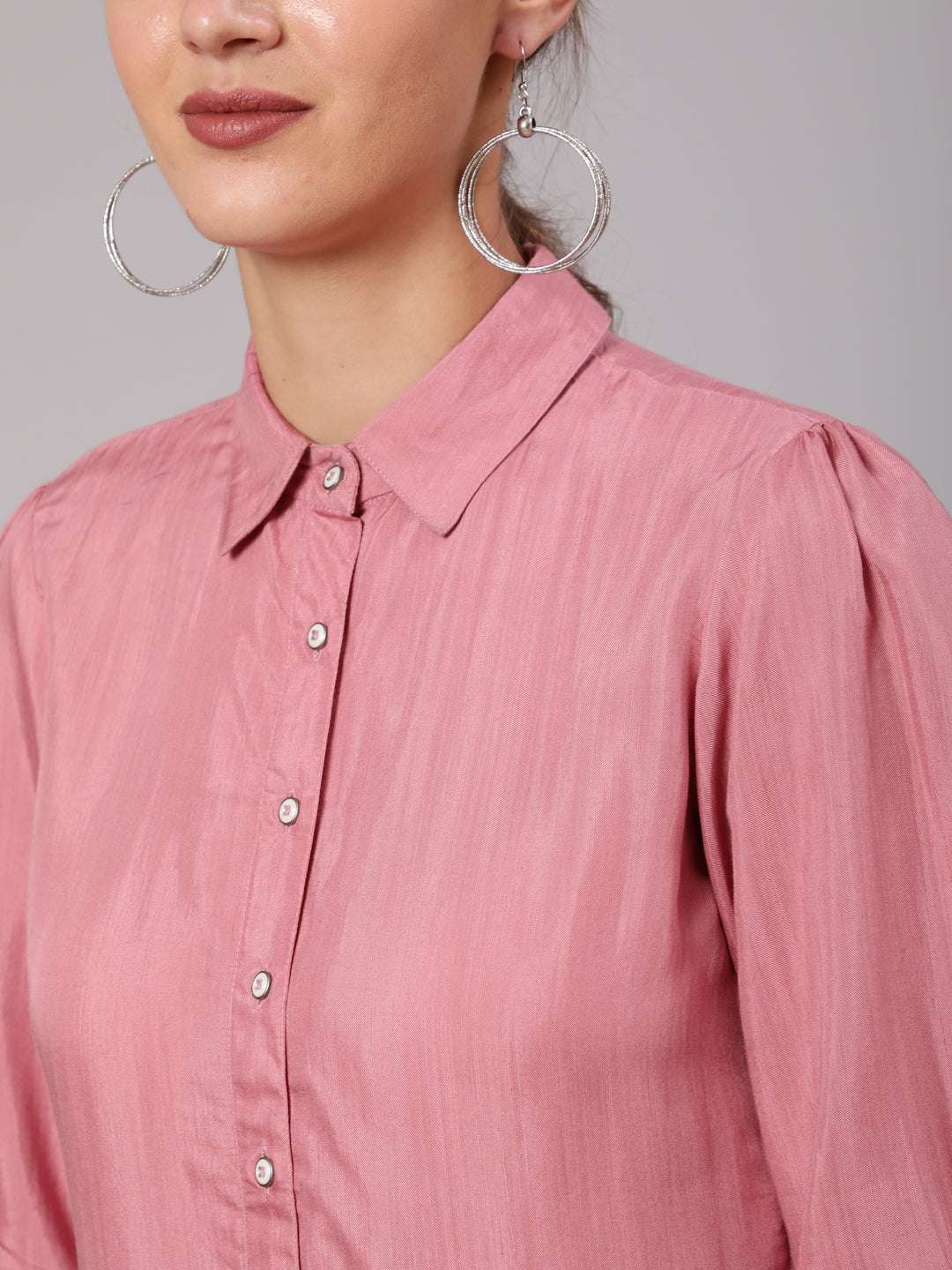 Pink-Shirt-With-Puffed-Sleeves-And-Front