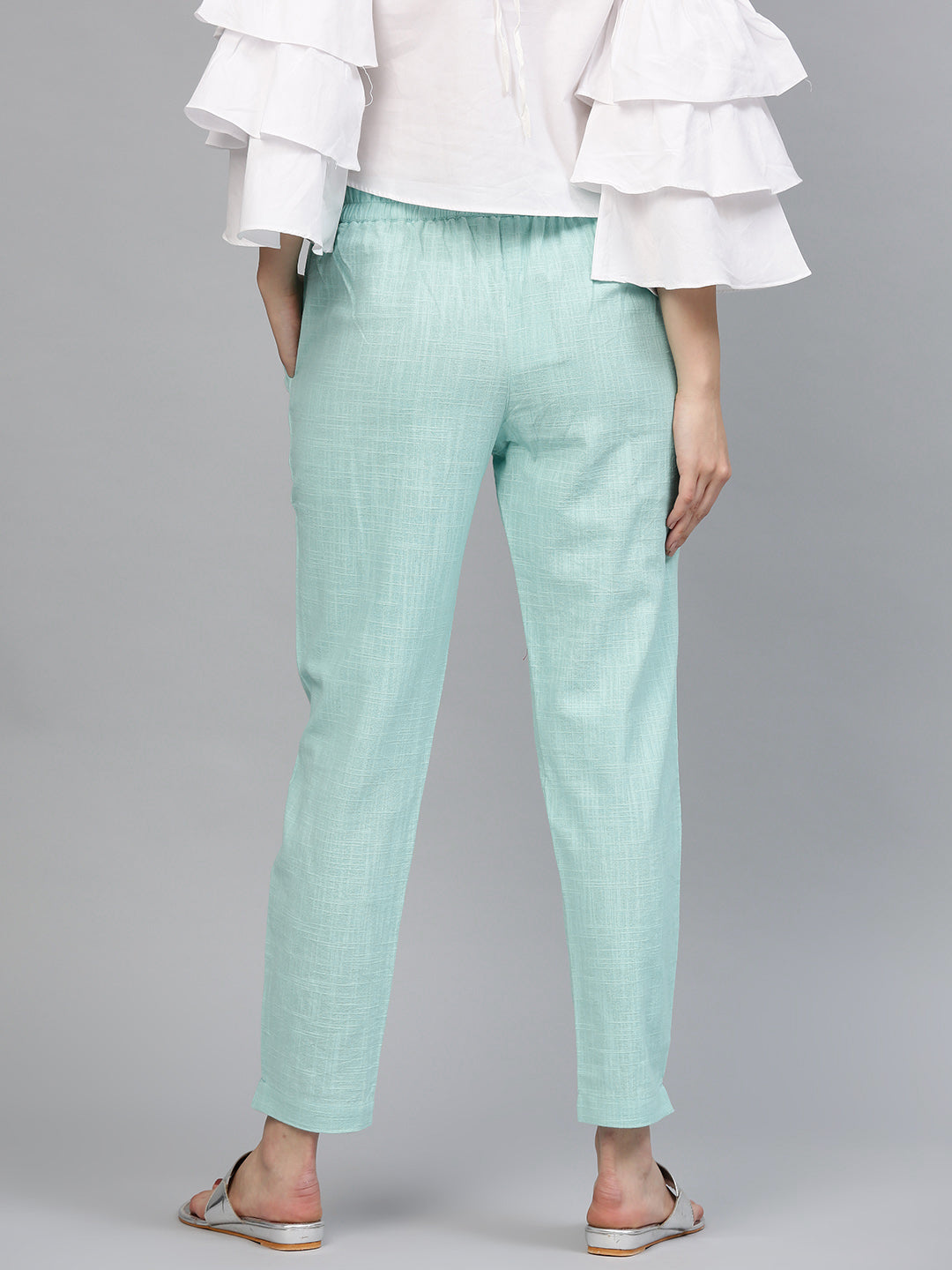 Blizzard Blue Cotton Slub Straight Trousers