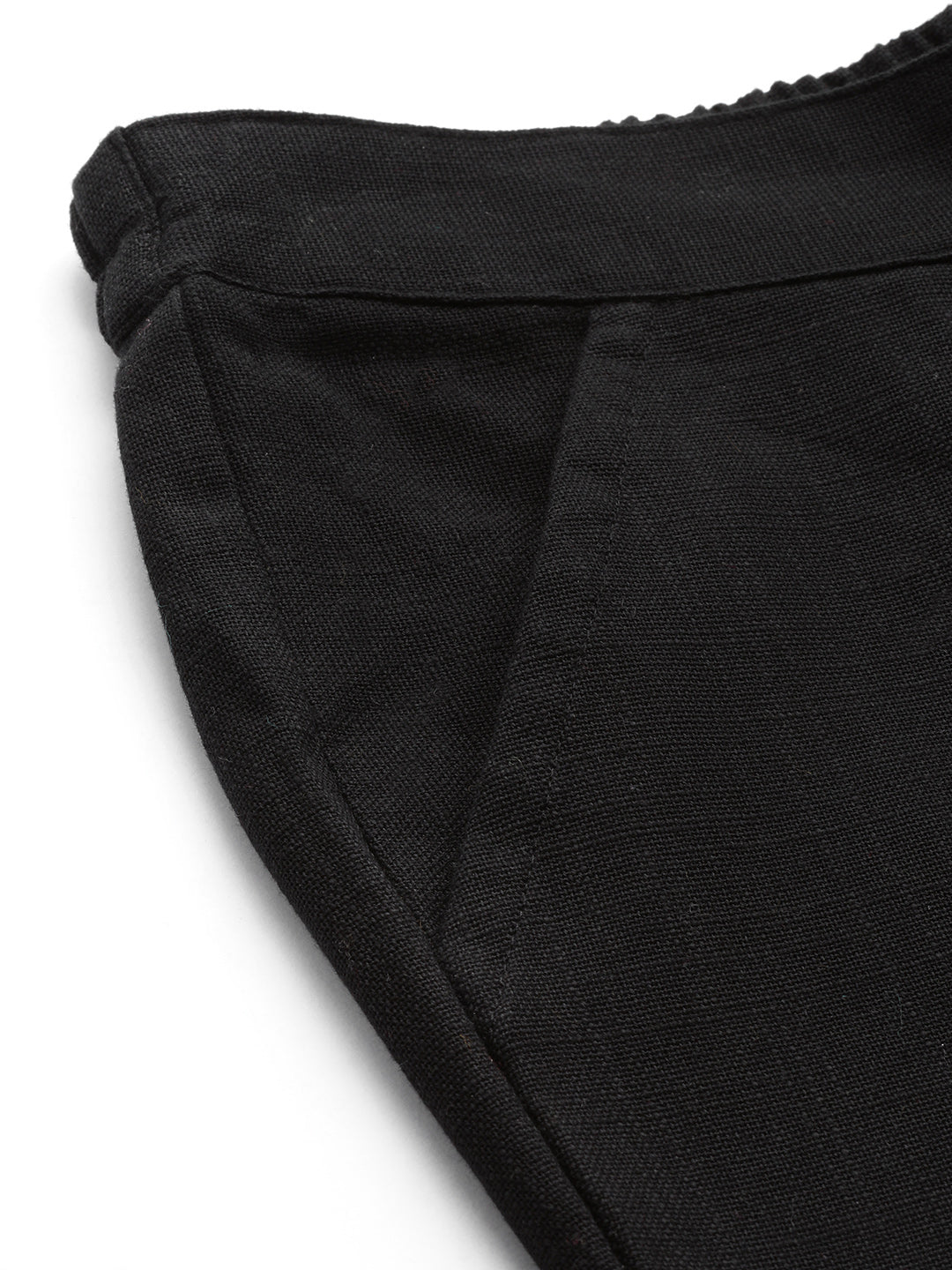 Raven Black Rayon Solid Slim Fit Trousers