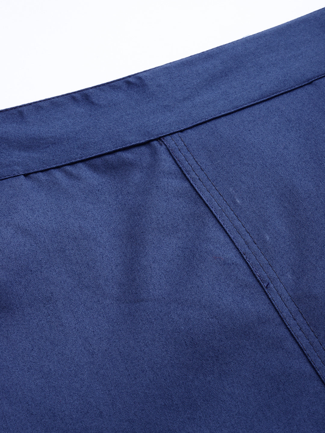 Persian Blue Solid Cotton Lycra Pleated Pants