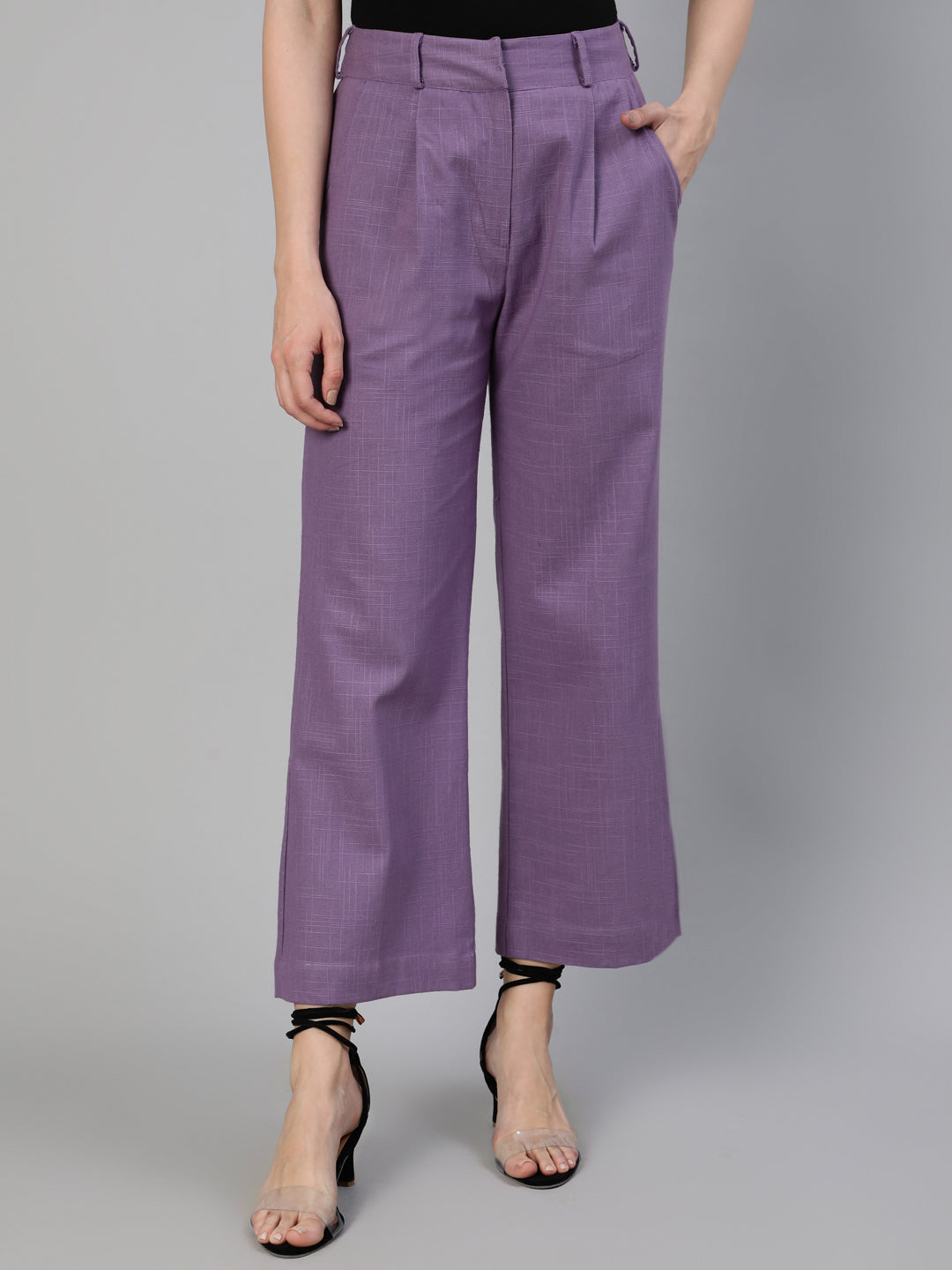 Lavender-Blue-Cotton-Flared-Parallel-Pants