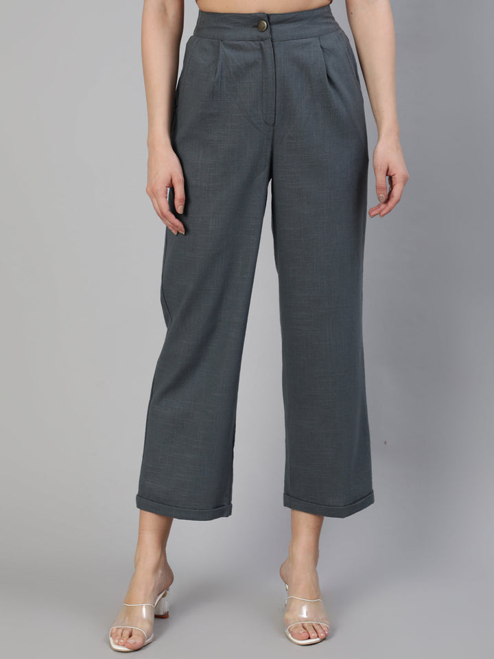 Charcoal-Grey-Cotton-Straight-High-Rise-Pants