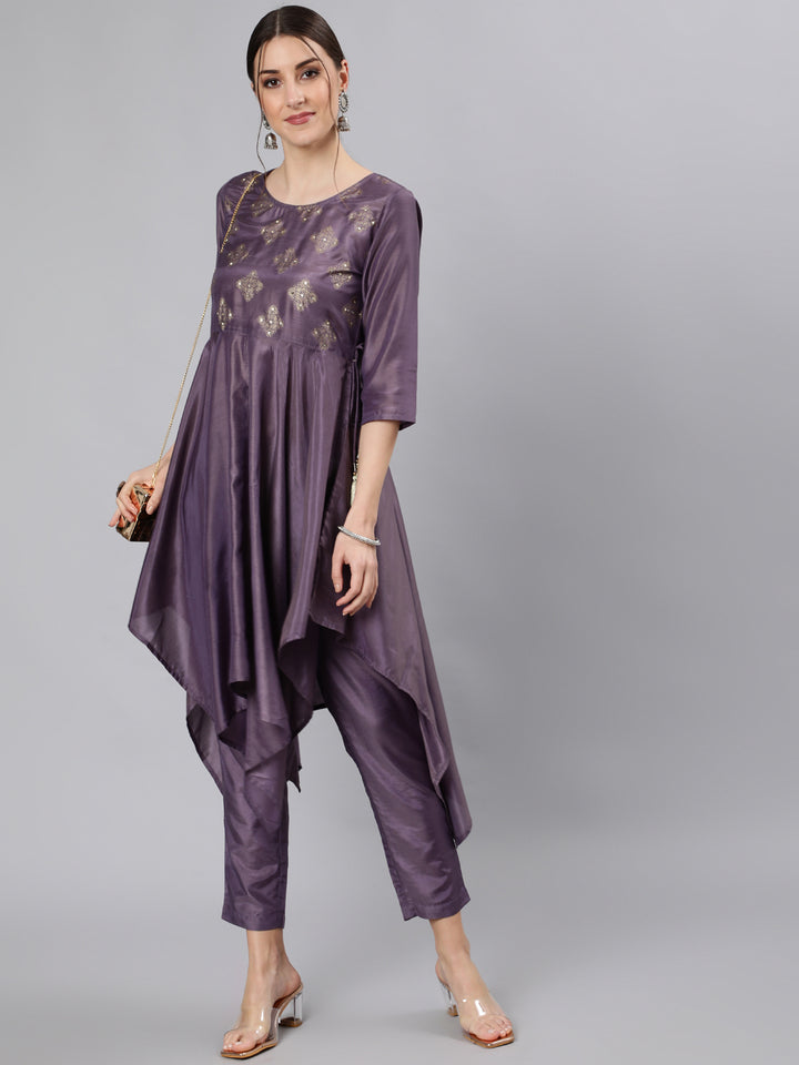 Purple-Hankerchief-Embellished-Silk-Kurta-Set