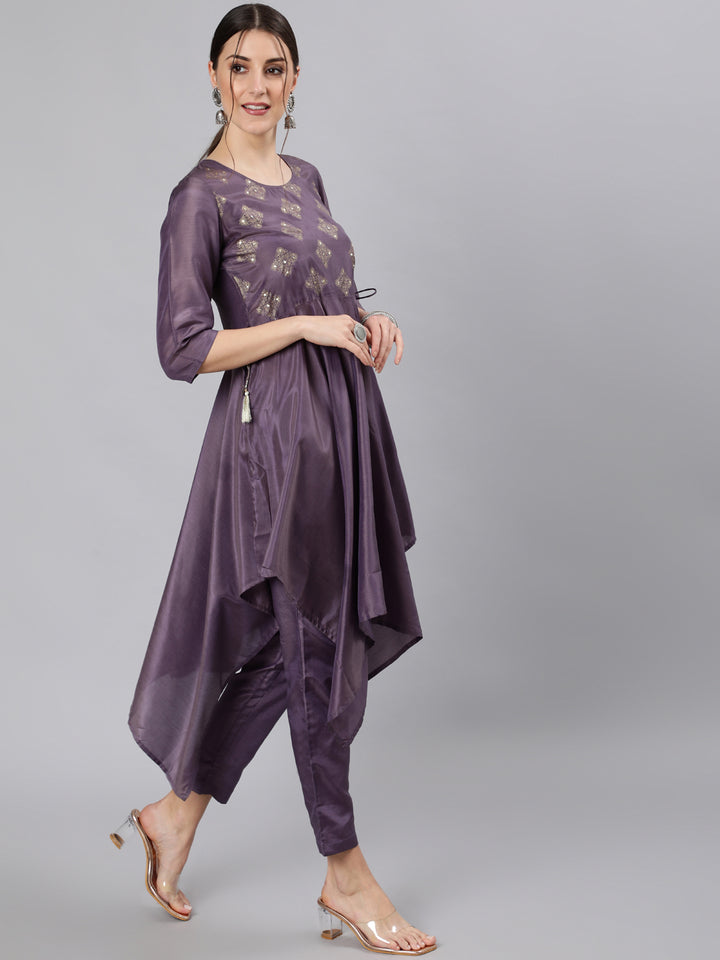 Purple-Hankerchief-Embellished-Silk-Kurta-Set