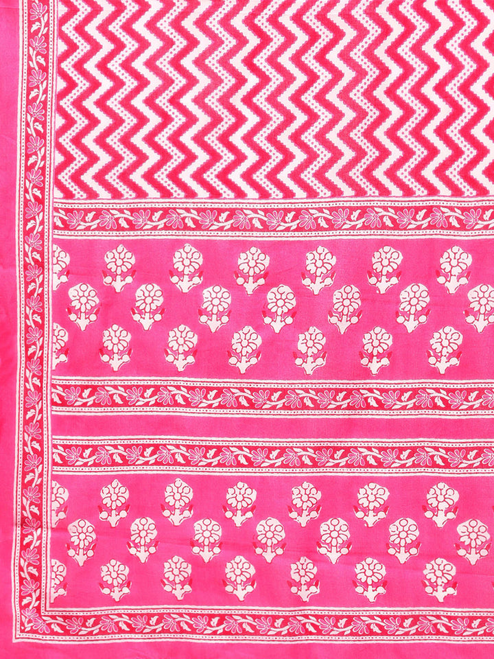 Dual Pink Ethnic & Chevron Print Kurta Set
