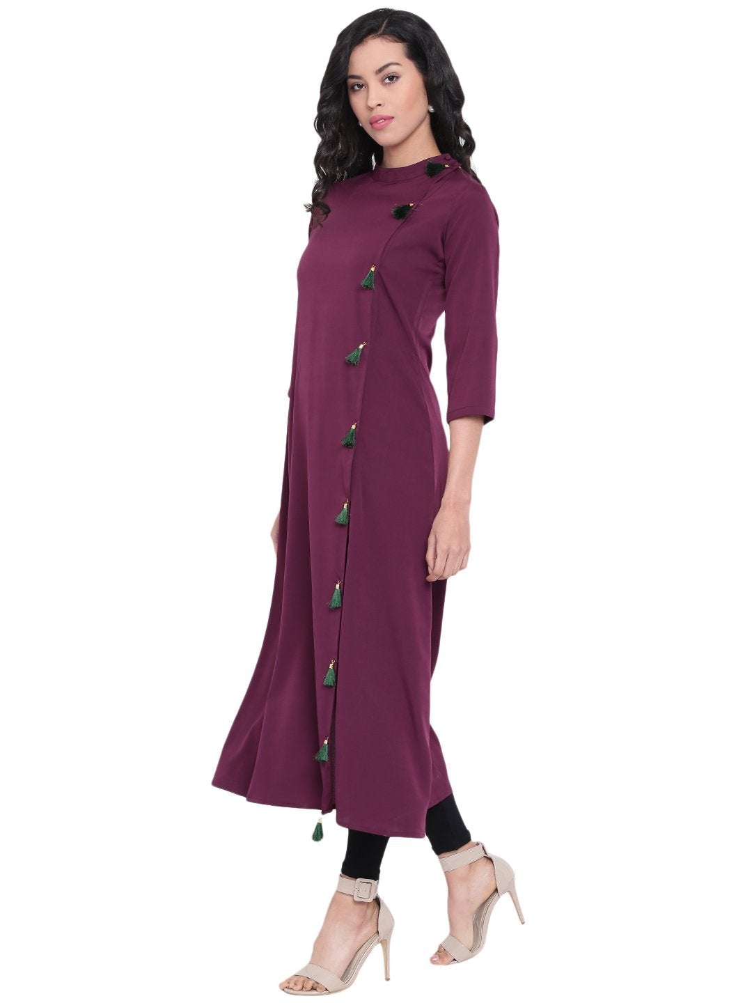 Kurta With Green Tassles On The Side
