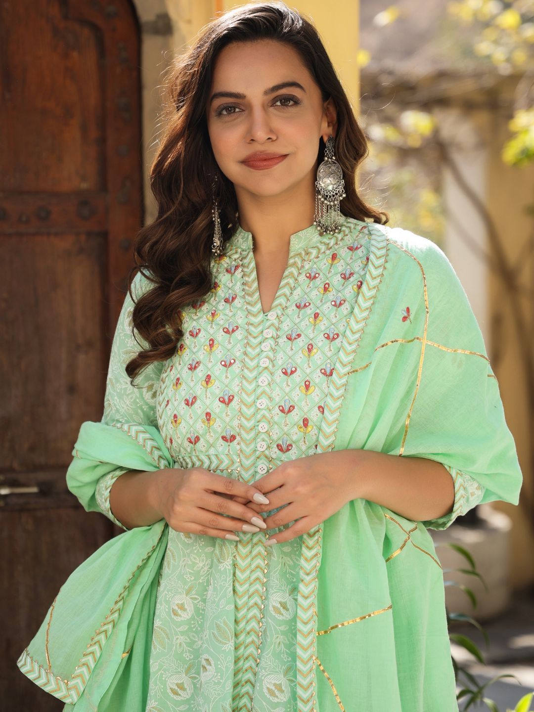 Kwairah-Tea-Green-Cotton-Printed-Suit-Set