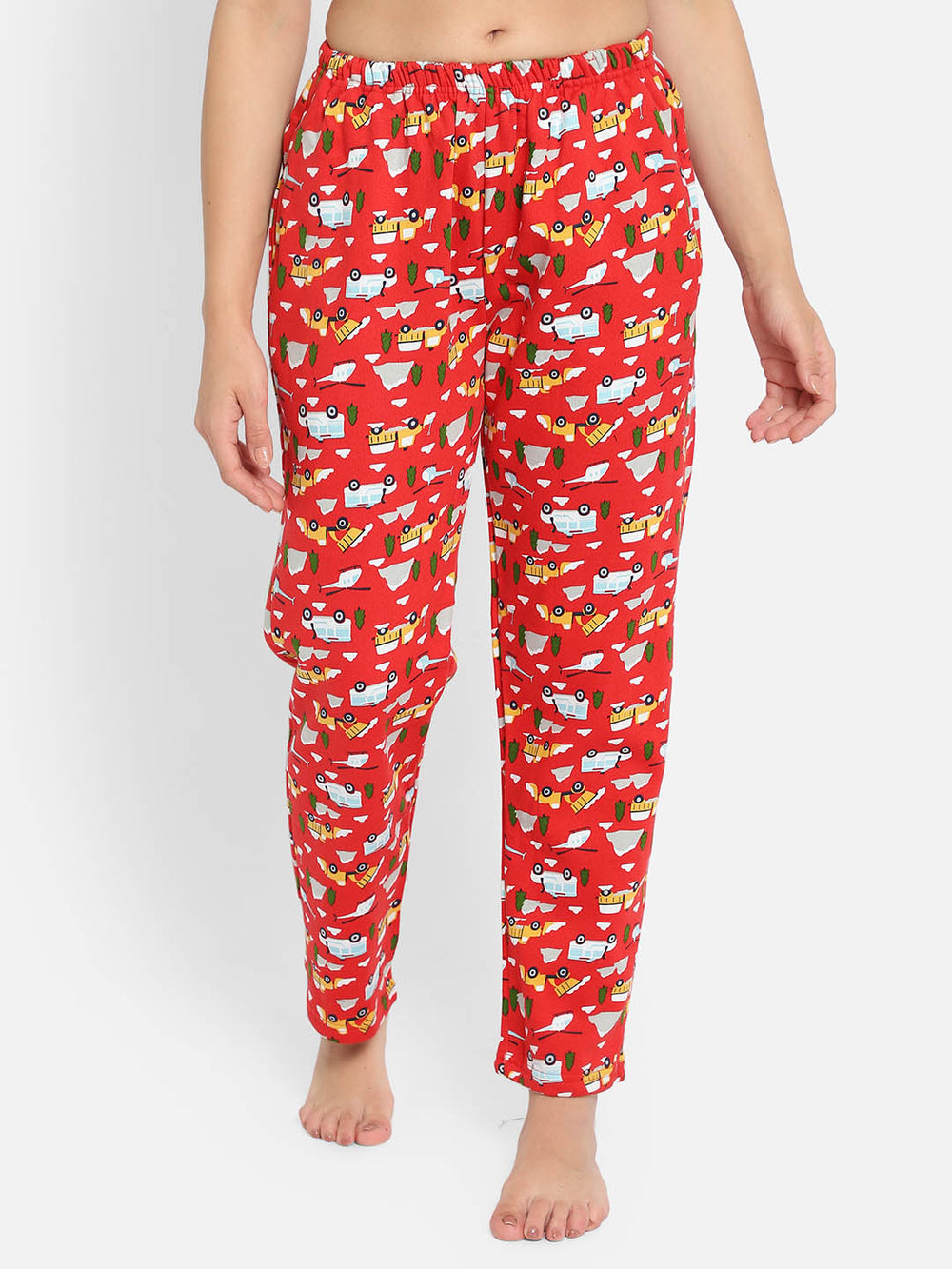 Lorry Print Pyjama In Red
