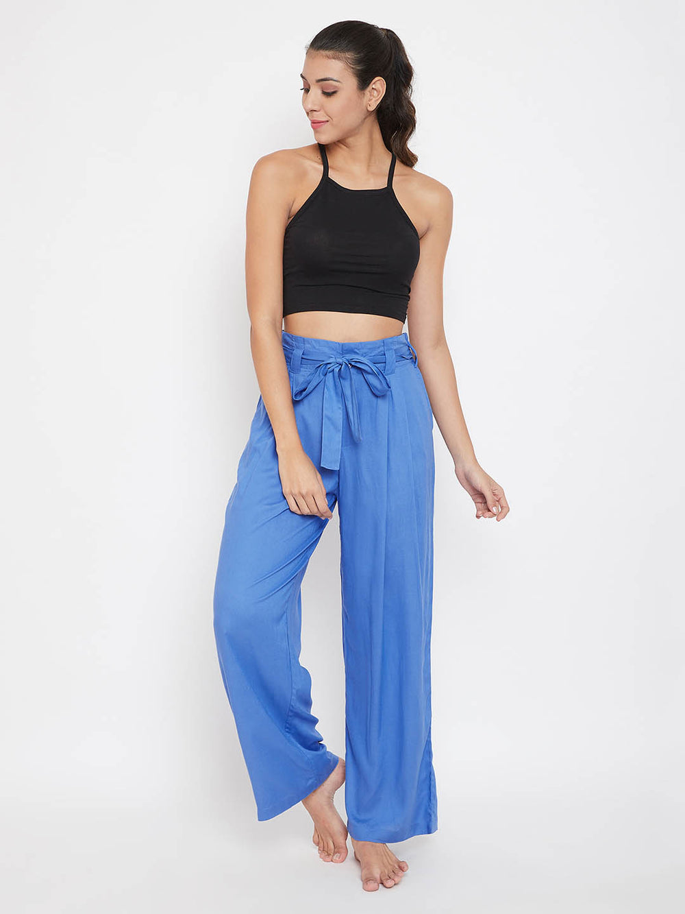 Chic Basic Wide Leg Pants In Blue