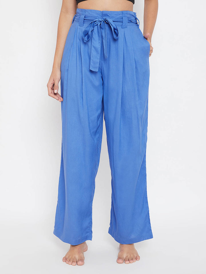 Chic Basic Wide Leg Pants In Blue