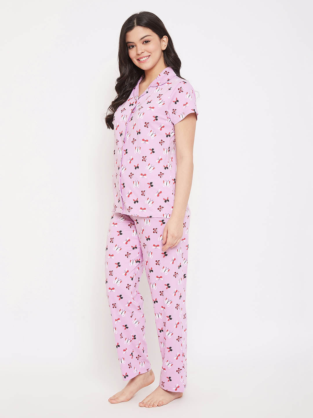 Lilac Butterfly Button Me Up Shirt & Pyjama