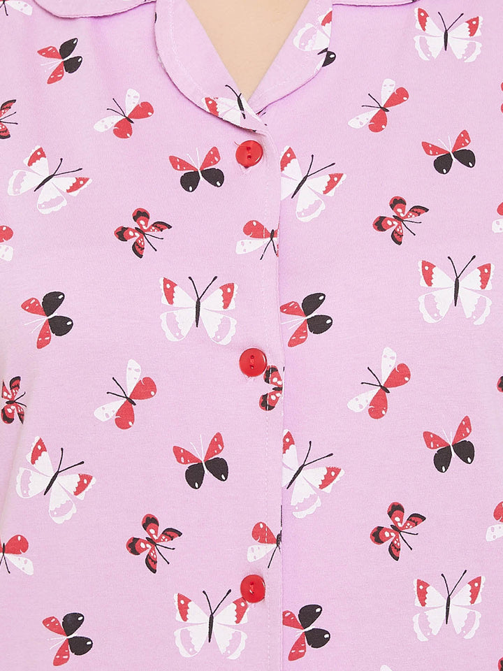 Lilac Butterfly Button Me Up Shirt & Pyjama