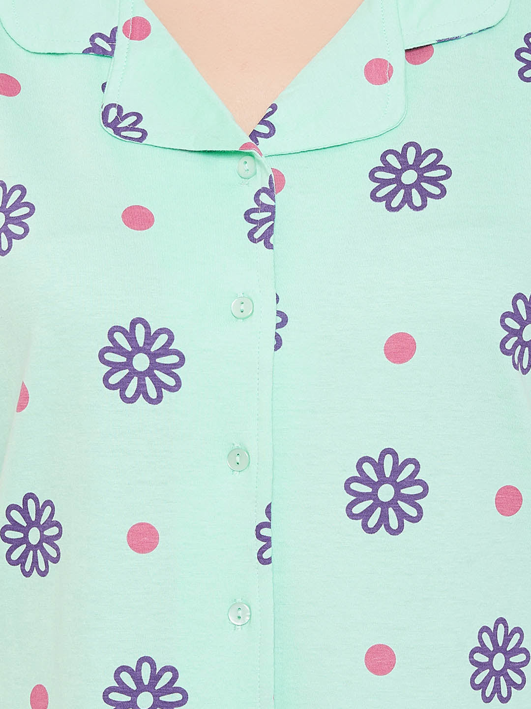 Sea Green Florals Button Me Up Shirt & Pyjama