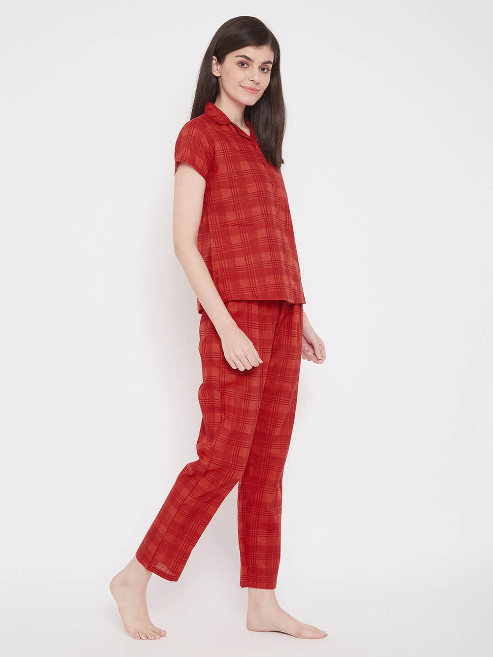 Classic Checks Shirt & Pyjama In Red