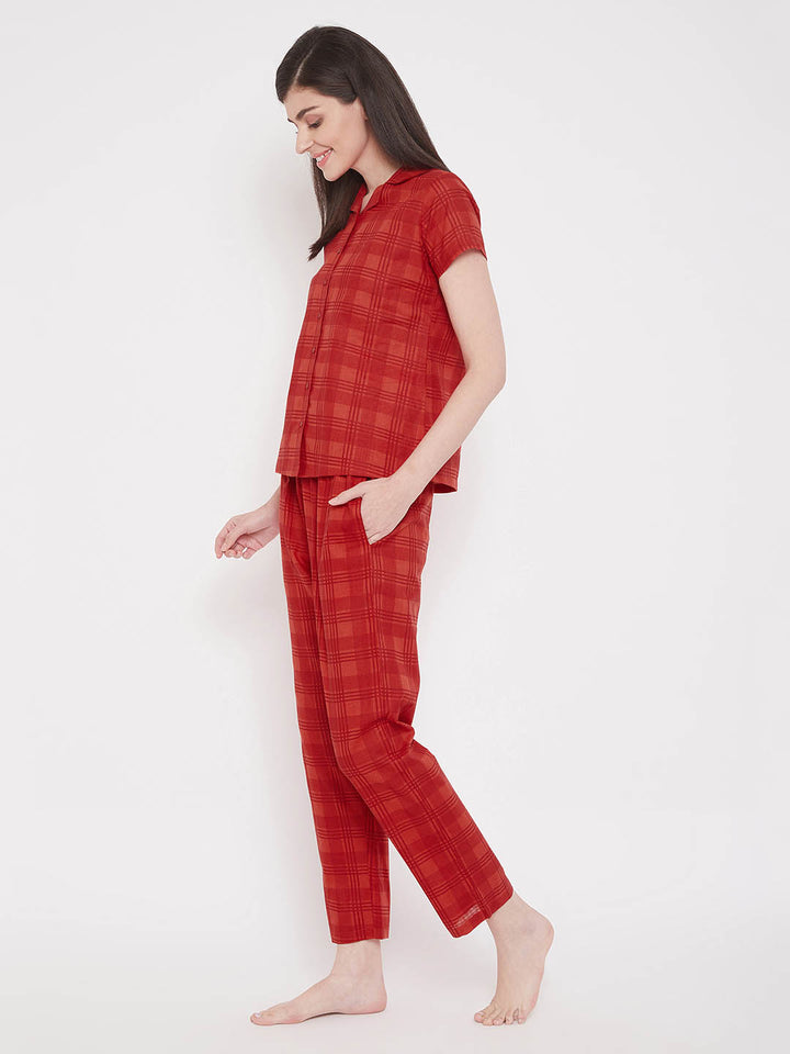 Classic Checks Shirt & Pyjama In Red