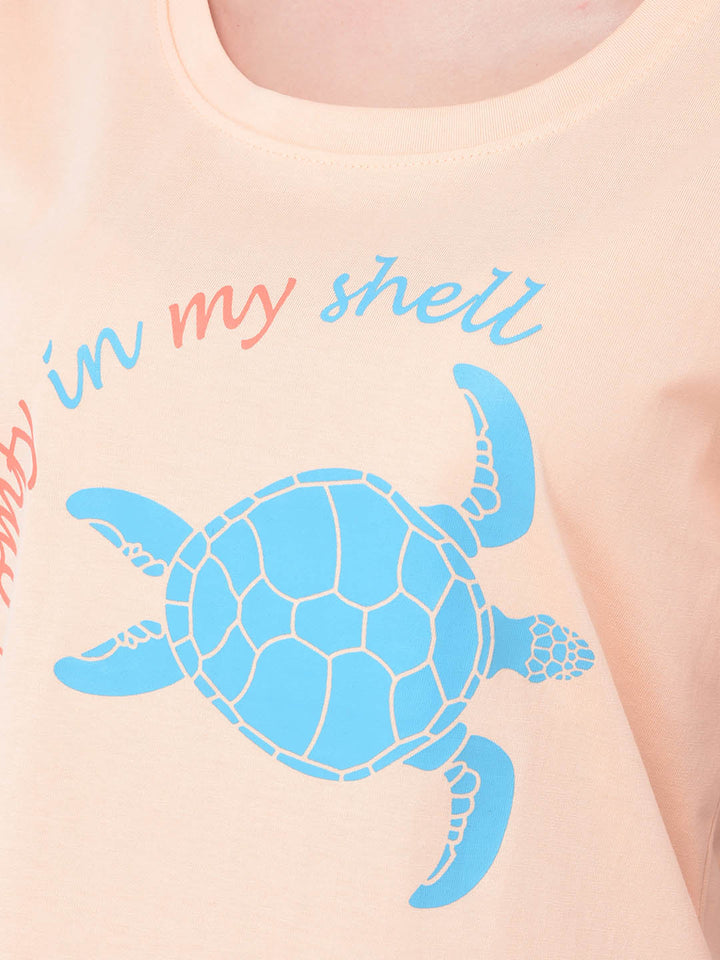 Tortoise Print Top & Pyjama In Orange
