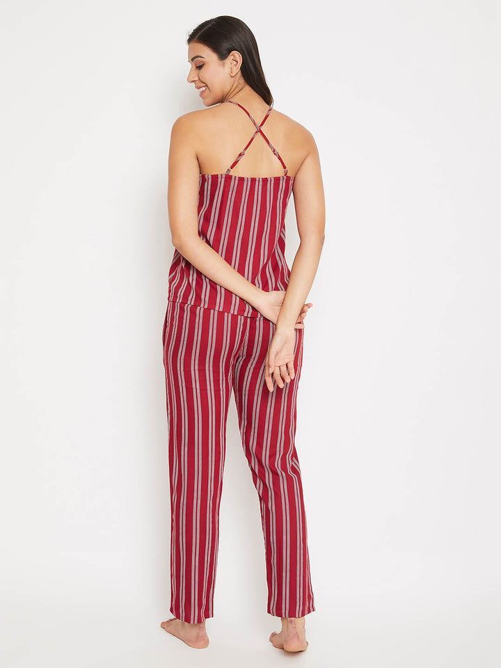 Maroon Sassy Stripes 3 Piece Set