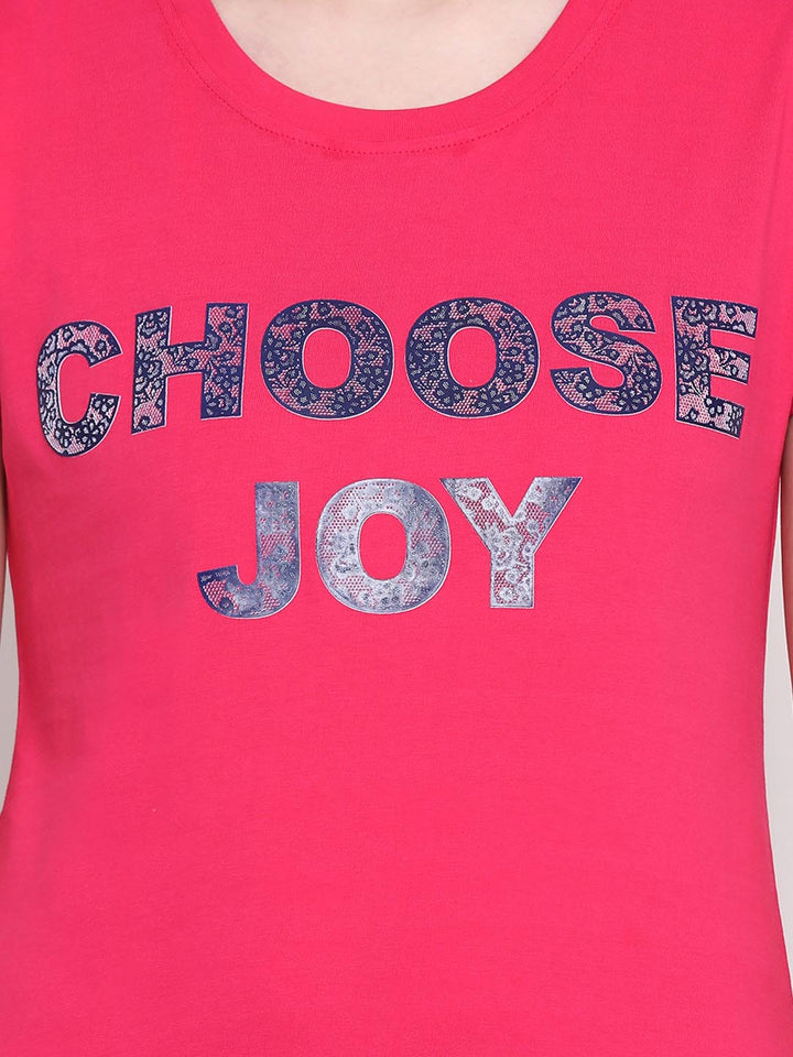 Quirky Text Top In Dark Pink