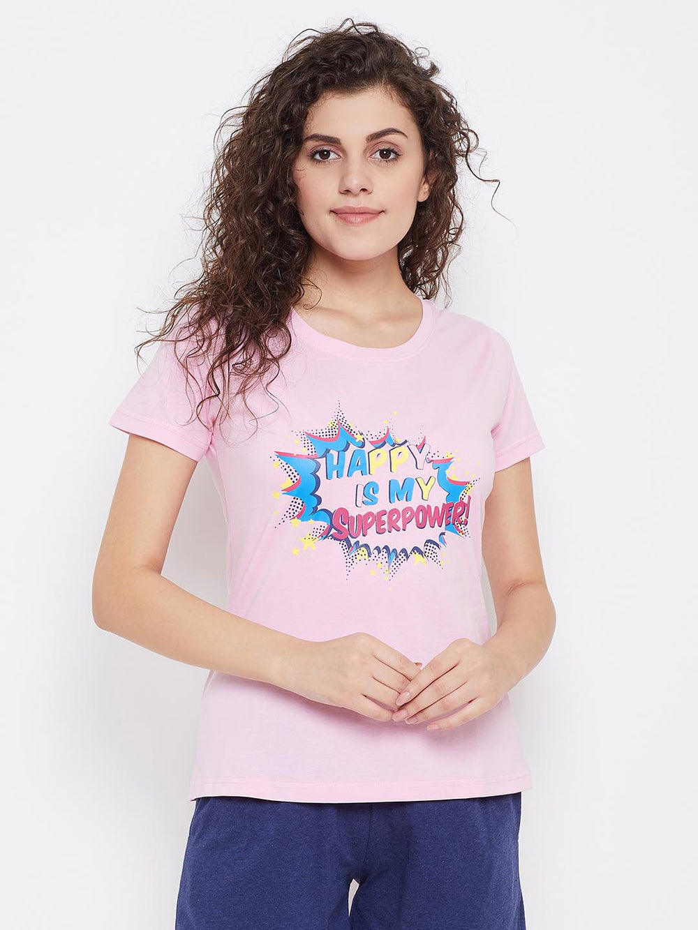 Happy Is My Superpower Top In Pink