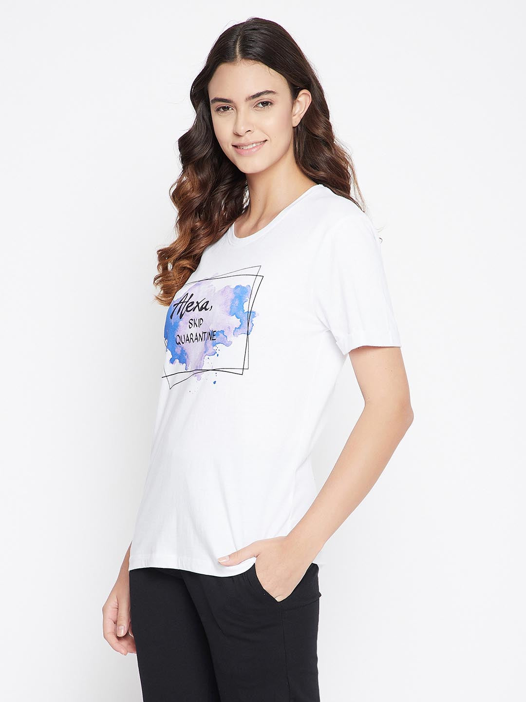 Text & Graphic Print Sleep T-Shirt In White