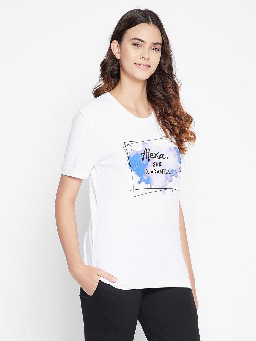 Text & Graphic Print Sleep T-Shirt In White