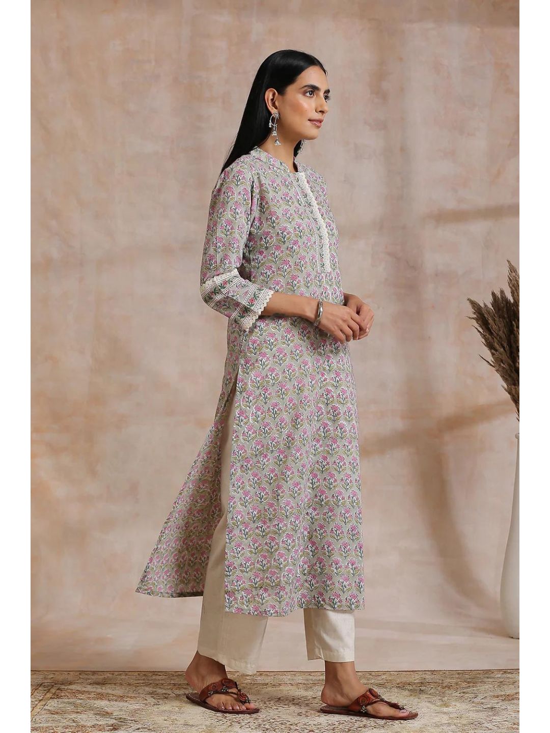 Laurel Green Hand Block Print Straight Kurta